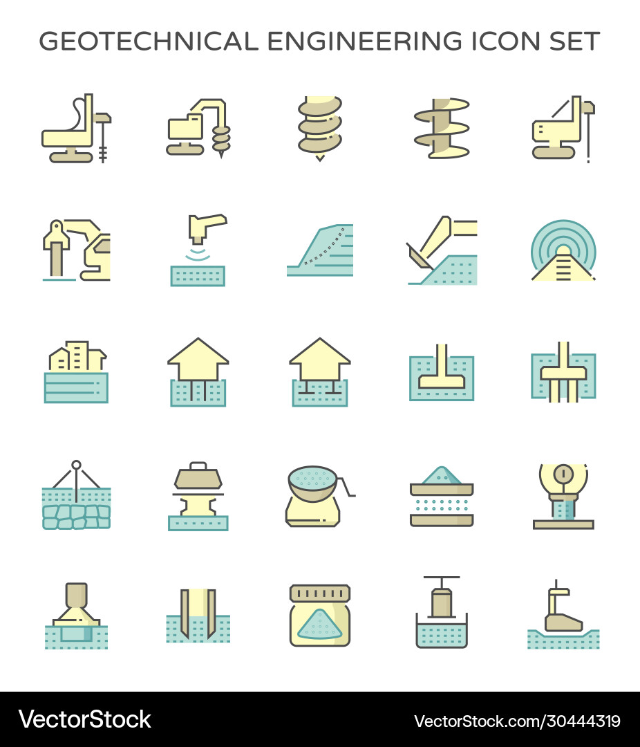 Geotechnical engineering and soil testing icon Geotechnical engineering and soil testing icon vector image