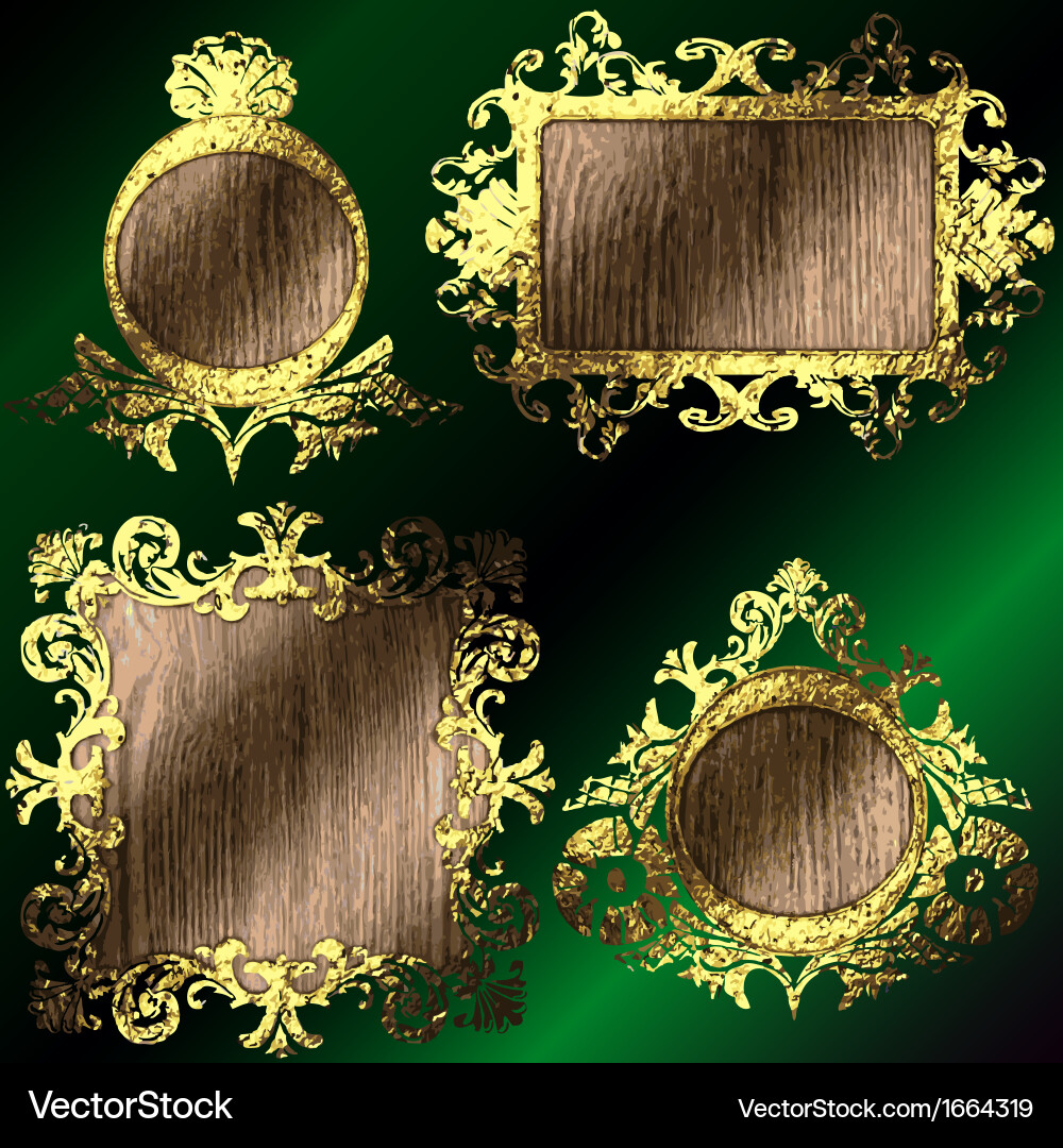 Golden frames set vector image