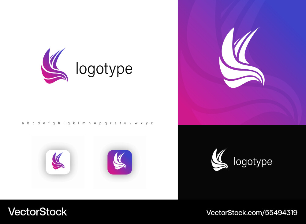 Phoenix bird logo with dynamic flowing linear vector image