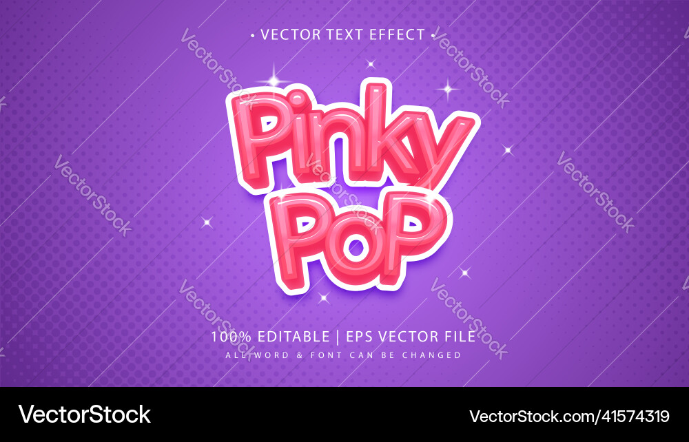 Pinky pop 3d text style effect editable Pinky pop 3d text style effect editable Vector Image
