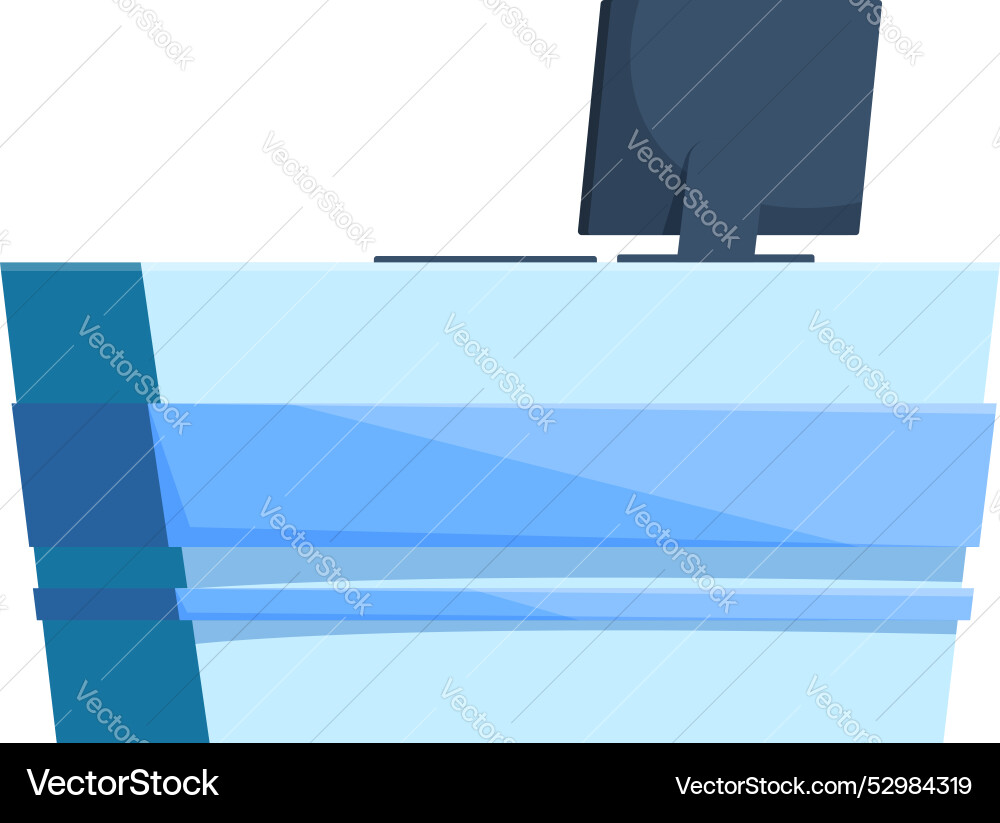 Reception desk with computer standing in empty Reception desk with computer standing in empty vector image