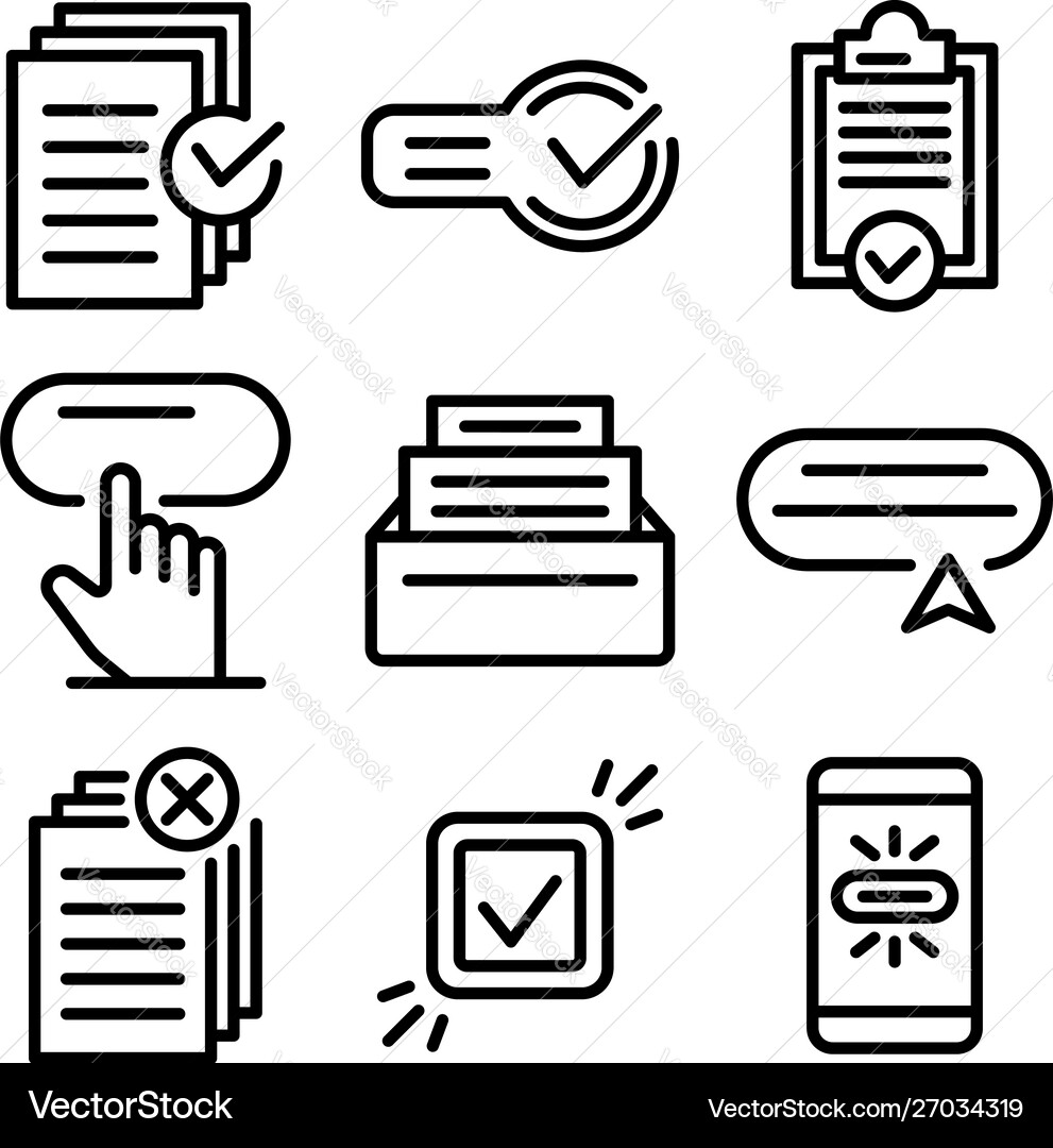 Request icons set outline style Request icons set outline style vector image