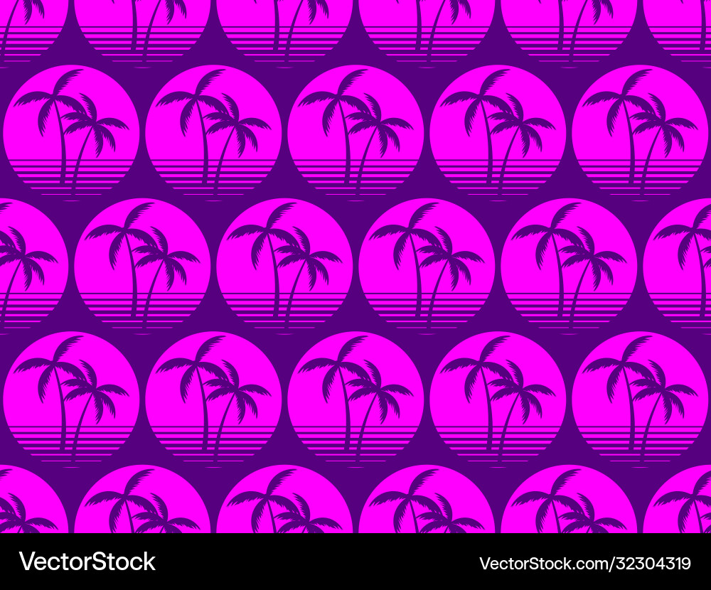 Retro Synthwave Palm Tree Pattern vector image