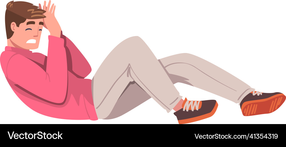 Scared man lying on the floor dodging suffering Scared man lying on the floor dodging suffering vector image