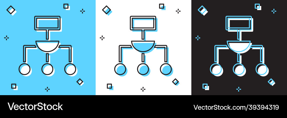 Set algorithm icon isolated on blue and white Vector Image