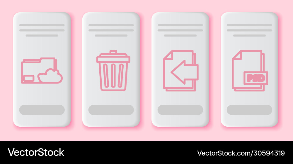 Set line cloud storage text document folder trash Set line cloud storage text document folder trash vector image