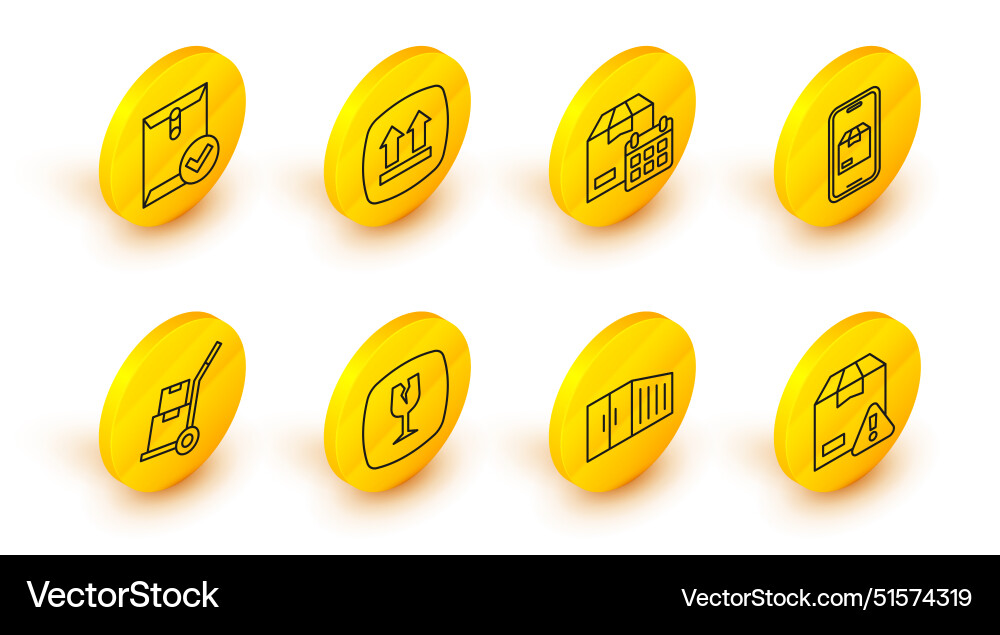 Set line delivery security with shield container Set line delivery security with shield container vector image