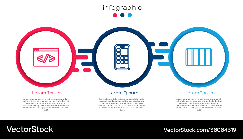 Set line front end development mobile apps Set line front end development mobile apps vector image