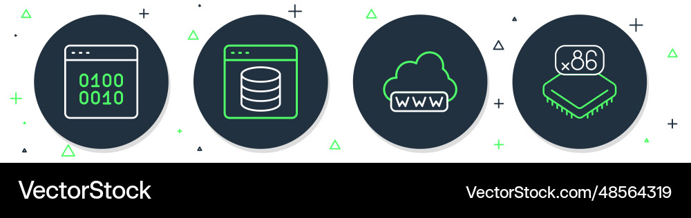 Setzen Sie die Entwicklung von Zeilenserverdaten Webhosting Setzen Sie die Entwicklung von Zeilenserverdaten Webhosting vektorbild