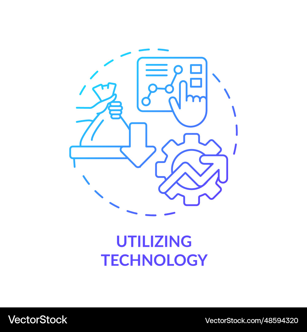 2d thin line gradient icon utilizing technology vector image