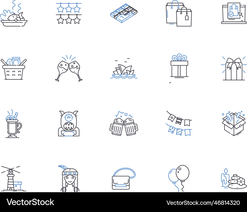 Bash line icons collection shell command-line vector image