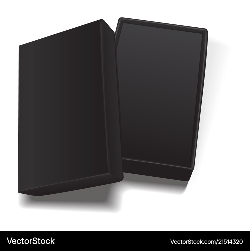 Black open empty rectangular cardboard box Black open empty rectangular cardboard box vector image