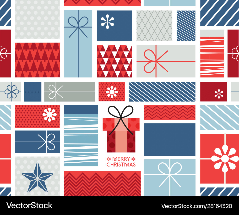 Christmas gift boxes pattern with ribbons in hand Christmas gift boxes pattern with ribbons in hand vector image