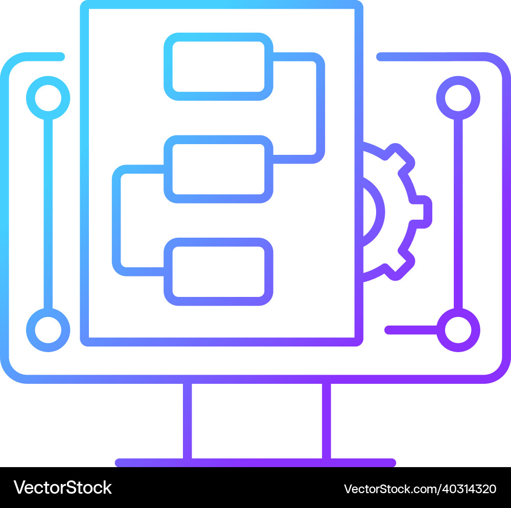Digital project management gradient linear icon Digital project management gradient linear icon vector image