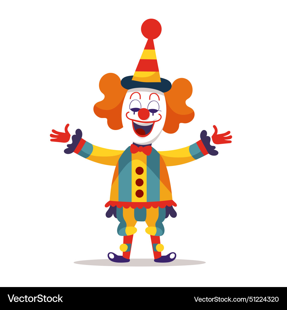 Happy clown cartoon character performing colorful Happy clown cartoon character performing colorful vector image