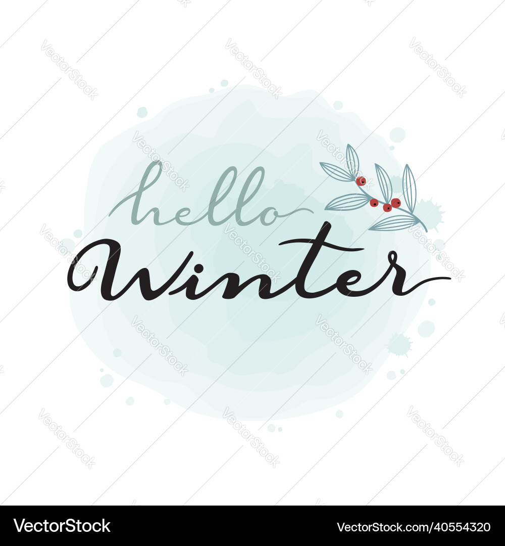 Hello winter calligraphy on digital blue stains Hello winter calligraphy on digital blue stains vector image