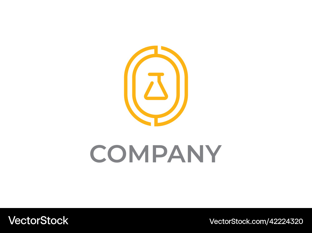 Lab logo in line art style erlenmeyer flask Lab logo in line art style erlenmeyer flask vector image