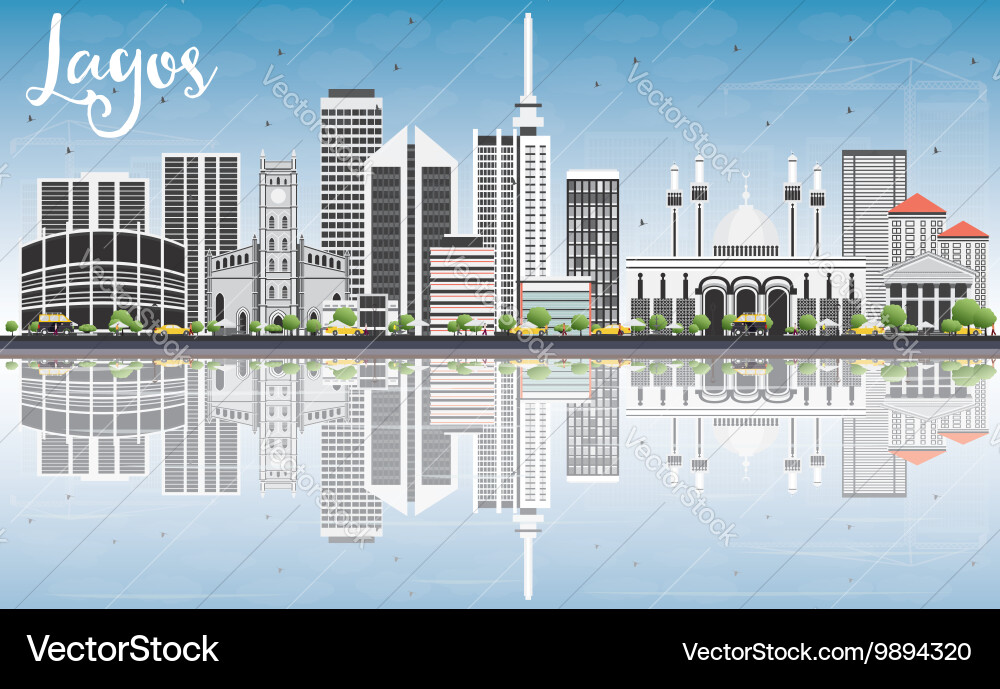 Lagos Cityscape - Blue Sky Reflection Vector Image