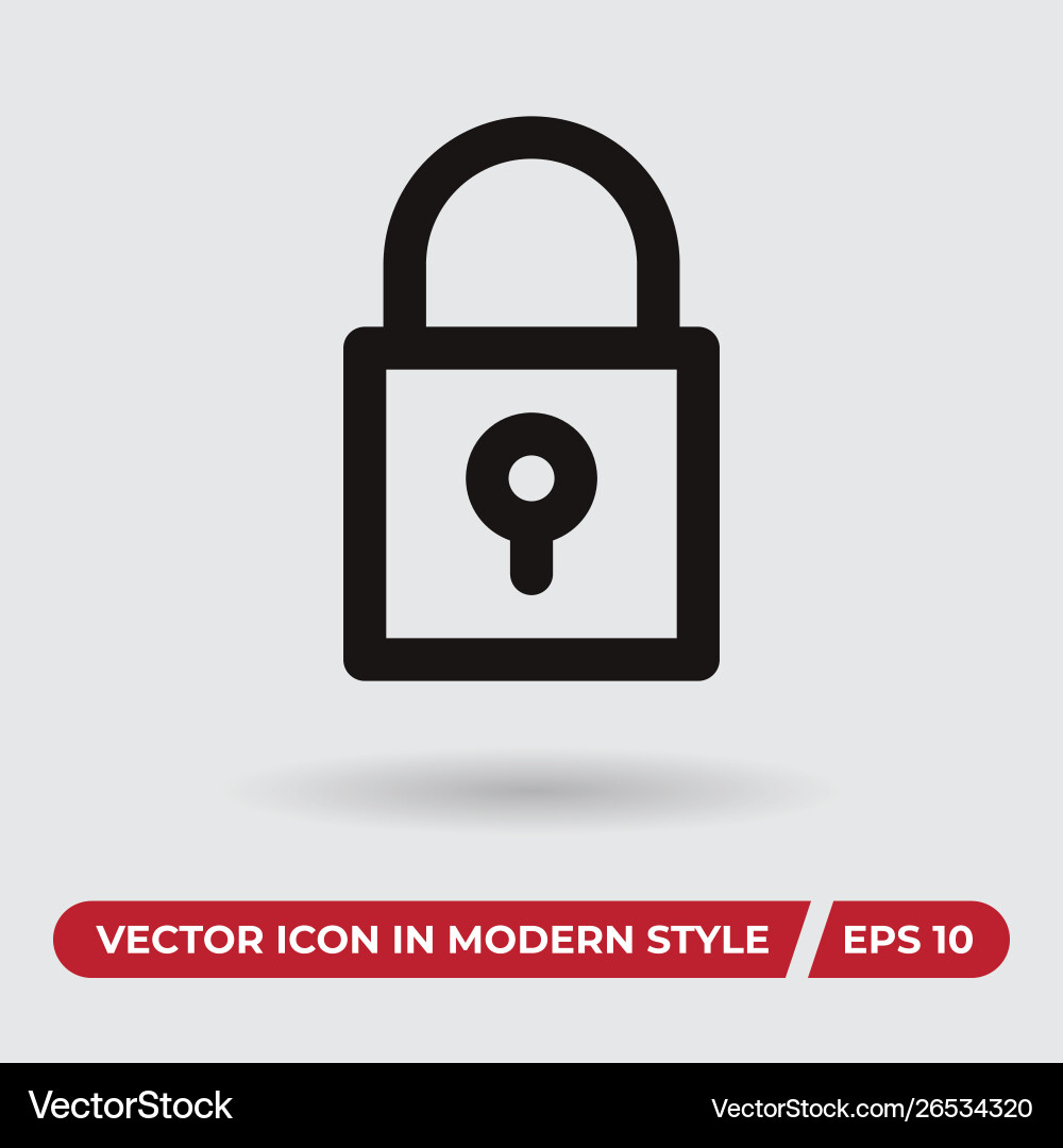 Lock icon in modern style for web site and mobile Lock icon in modern style for web site and mobile vector image