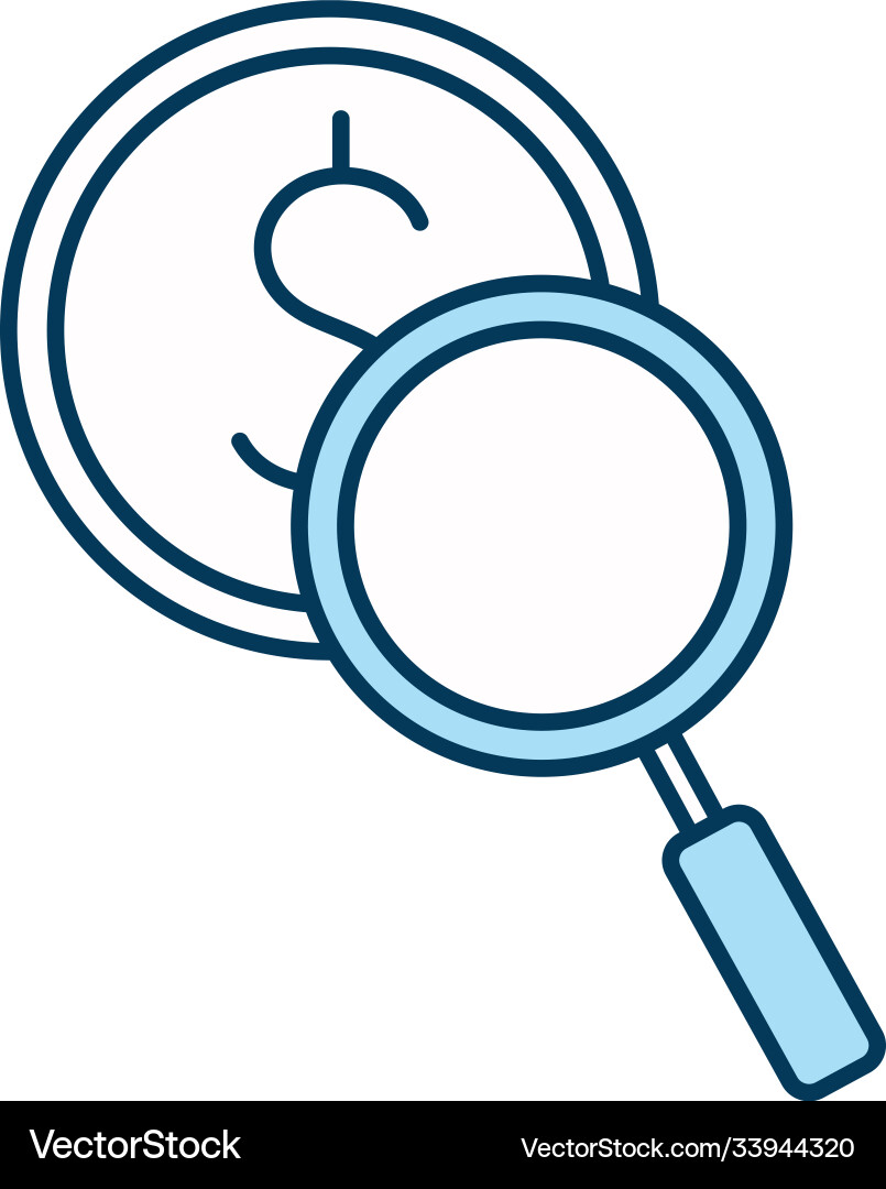 Lupe with dollar line and fill style icon vector image