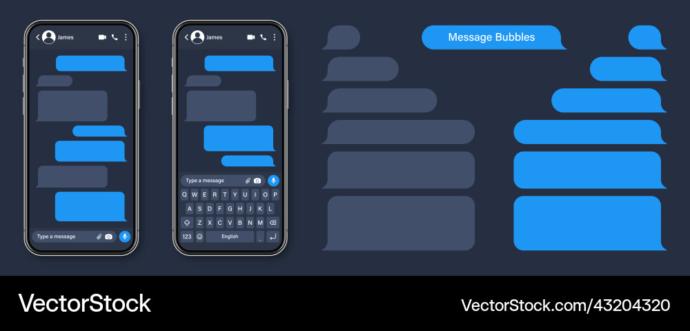 Realistic smartphone with messaging app blank sms vector image