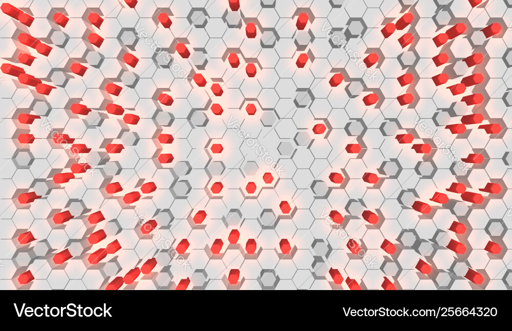 Red 3d hexagon tech background Red 3d hexagon tech background vector image