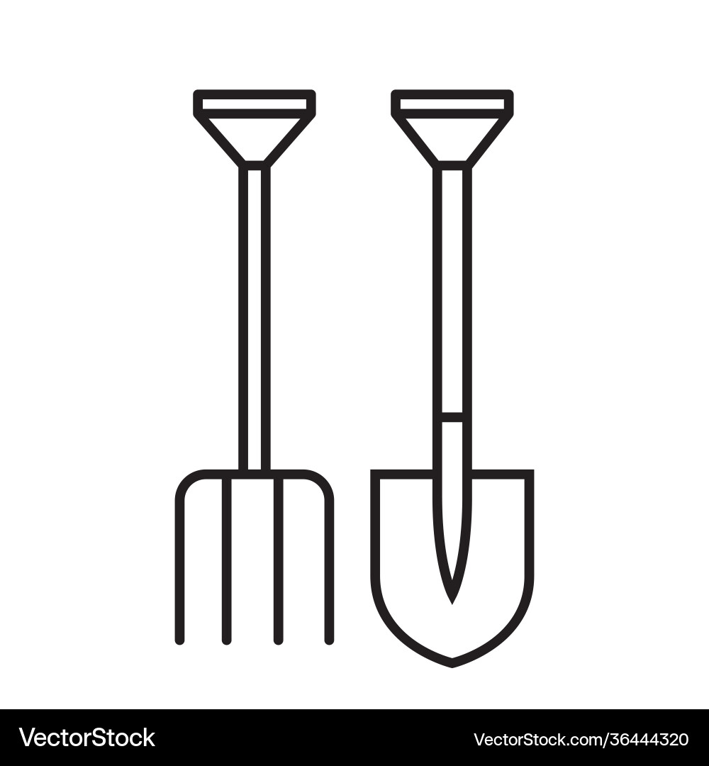 Schaufel und Pitchfork einfache Gartenikone Schaufel und Pitchfork einfache Gartenikone vektorbild