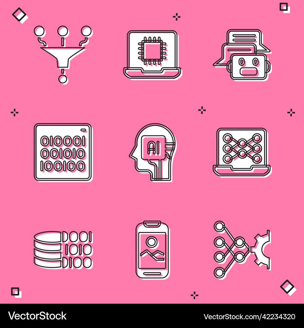Set funnel or filter processor cpu chat bot Set funnel or filter processor cpu chat bot vector image