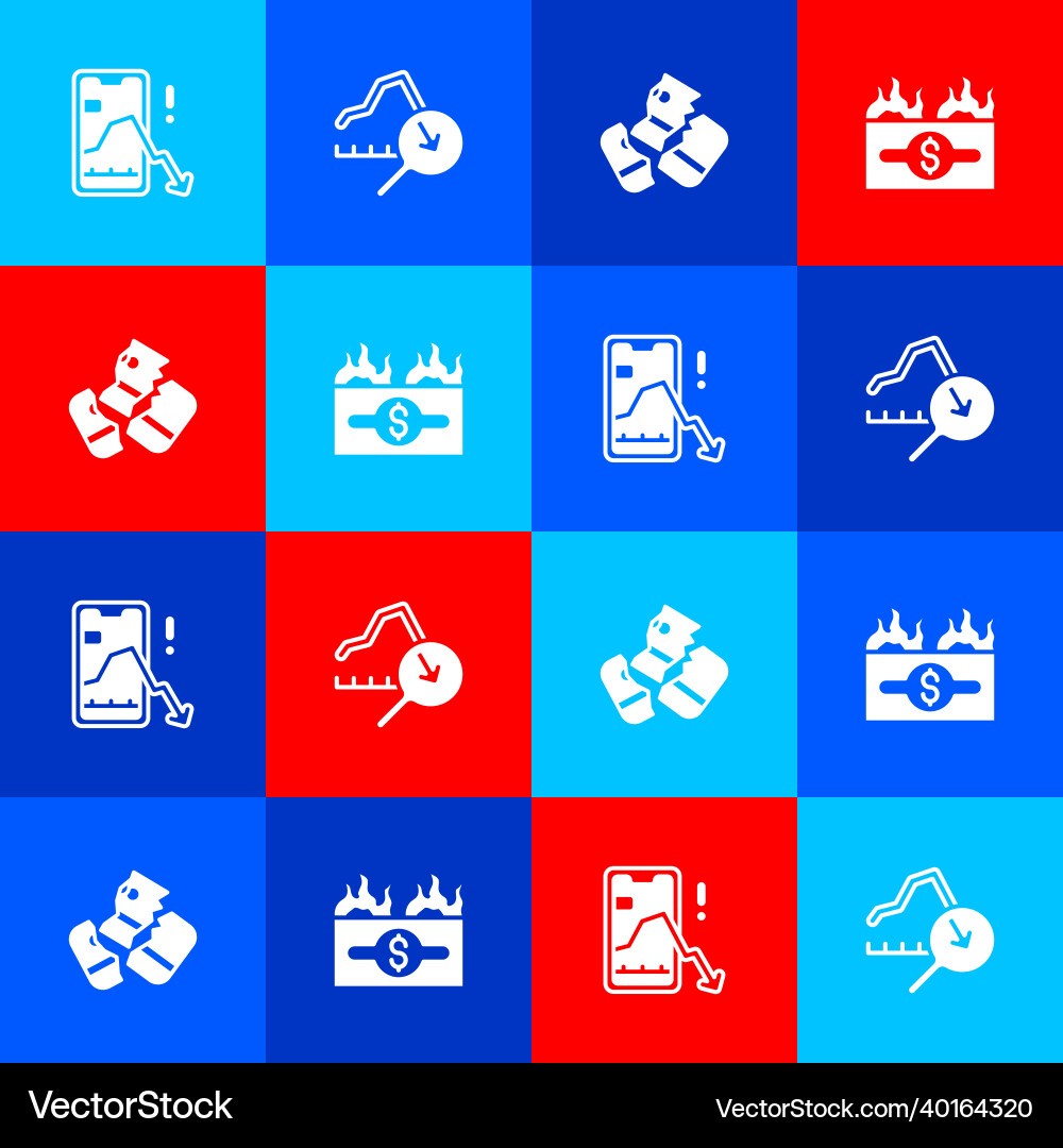 Set mobile stock trading global economic crisis Set mobile stock trading global economic crisis vector image