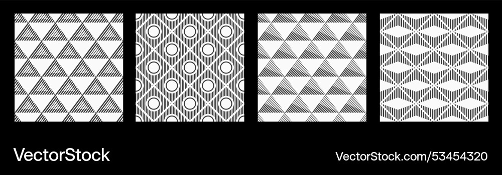 Set of four abstract seamless patterns striped Set of four abstract seamless patterns striped vector image