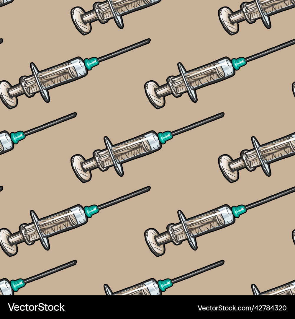 Syringe seamless pattern for print or web design Syringe seamless pattern for print or web design Vector Image