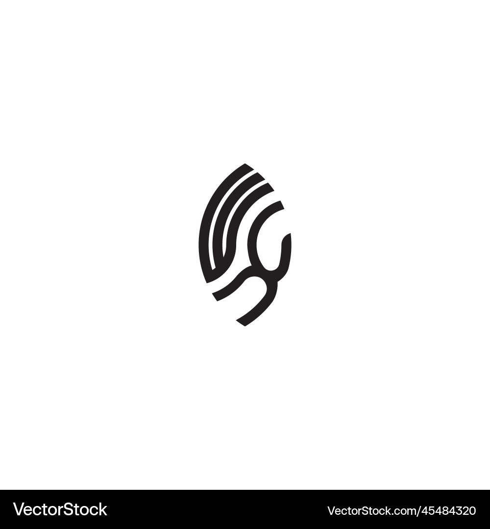 Wx leaf shape line initial concept with high Wx leaf shape line initial concept with high vector image
