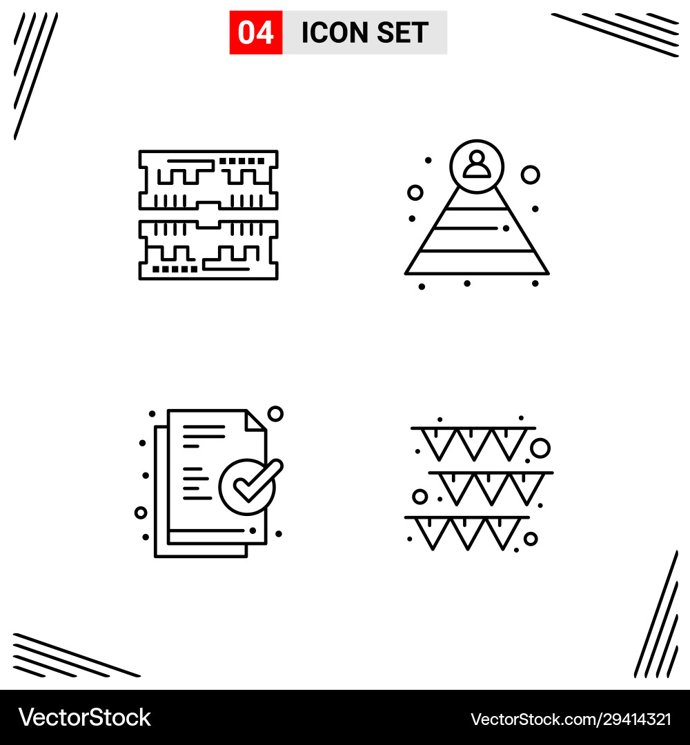 4 icons line style grid based creative outline Vector Image
