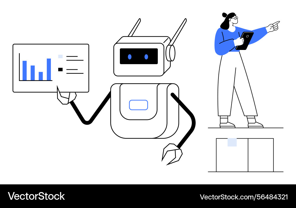 Ai robot presenting data insights Ai robot presenting data insights vector image