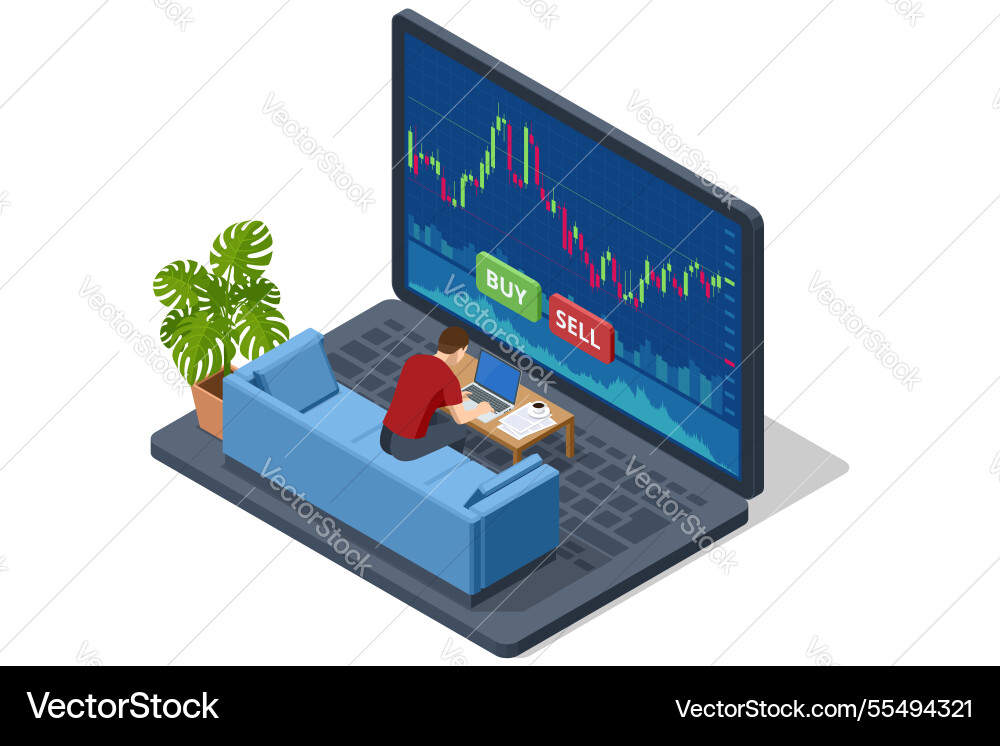 An isometric of a trader An isometric of a trader vector image