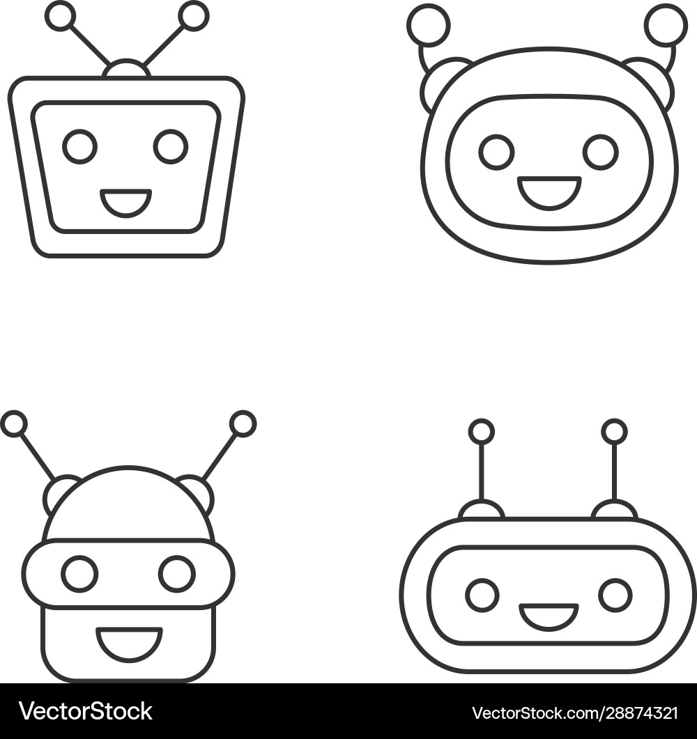 Chatbots linear icons set Chatbots linear icons set vector image