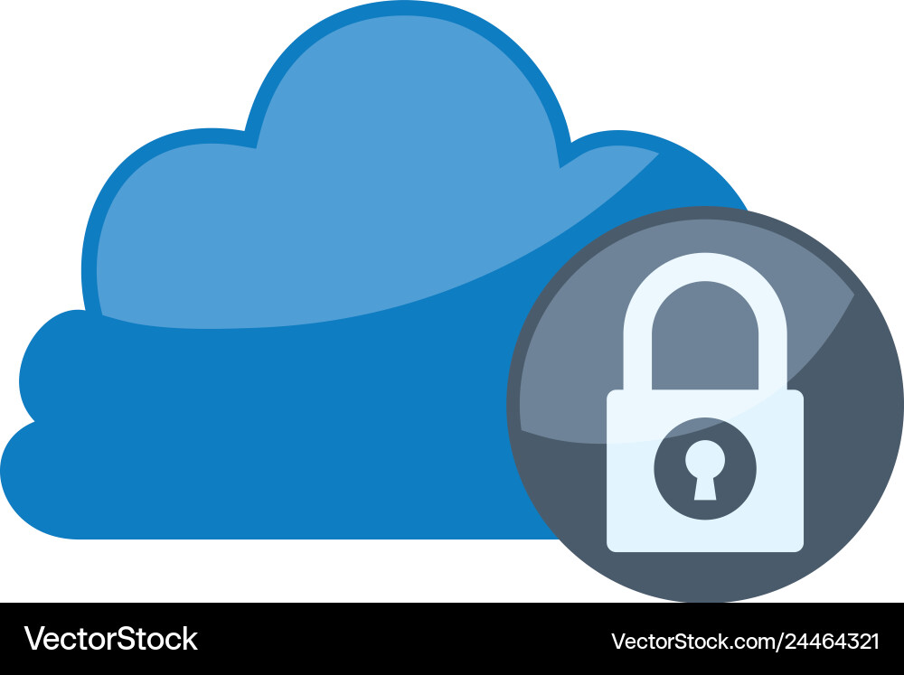 Cloud computing with secure padlock vector image