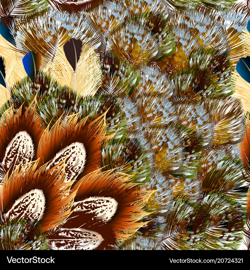 Colorful Feather Seamless Pattern Vector Image