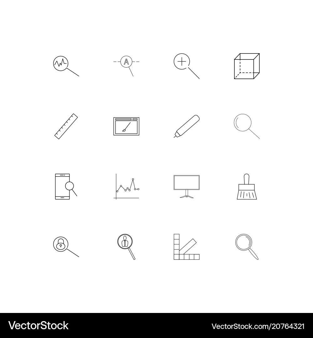 Creative process and design linear thin icons set vector image
