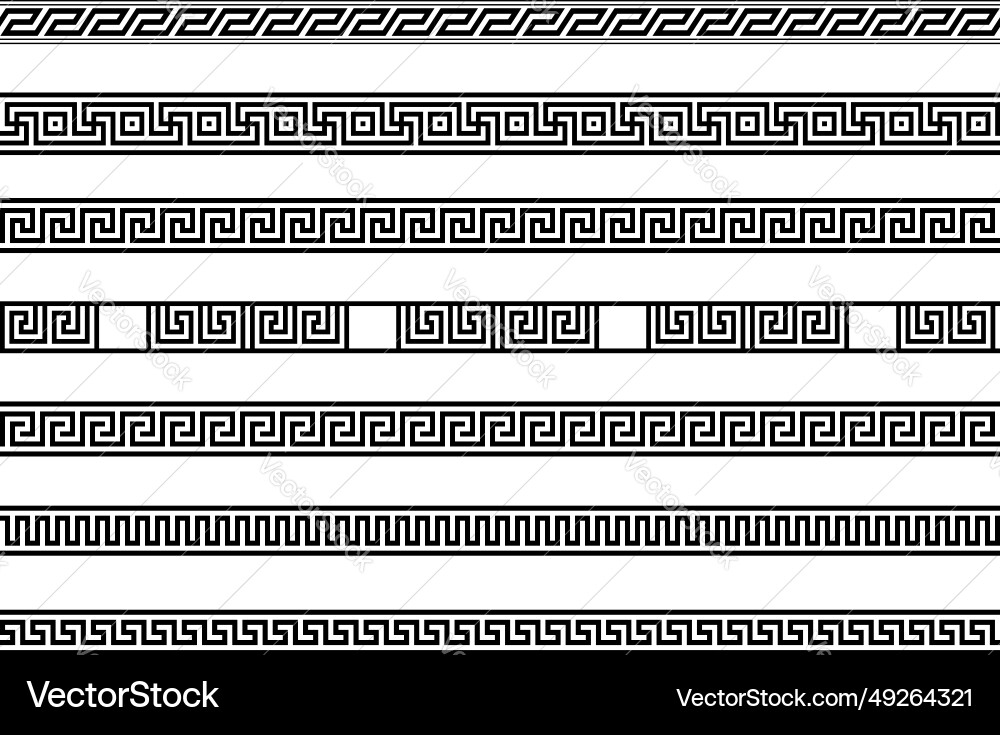 Different meander ansient element patterns line Different meander ansient element patterns line vector image