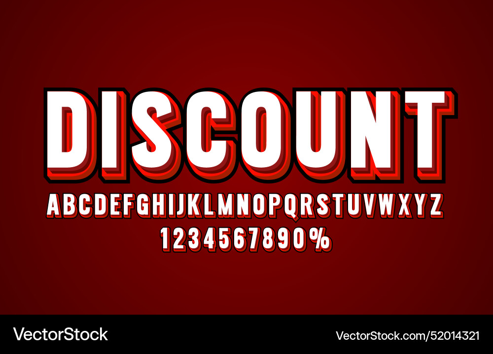 Discount font set collection letters and numbers Discount font set collection letters and numbers vector image