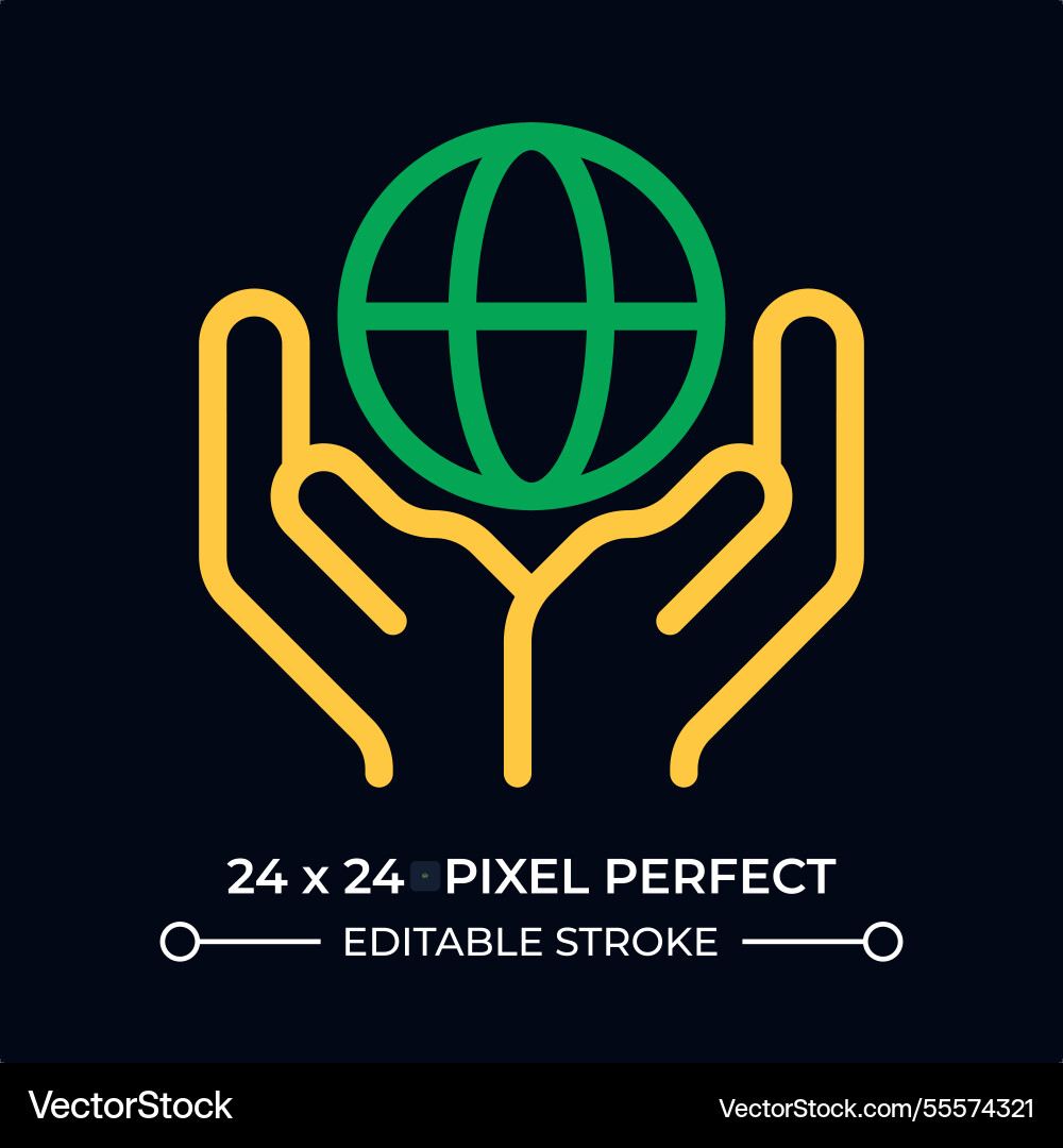Earth globe in hands dark color line ui icon Earth globe in hands dark color line ui icon vector image