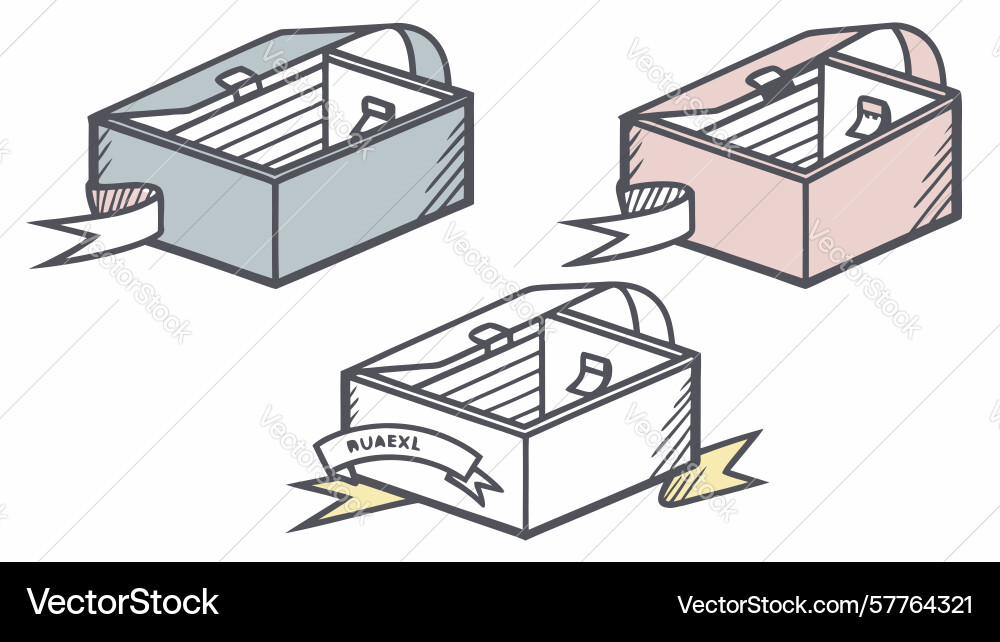 Empty open cardboard box line art design vector image