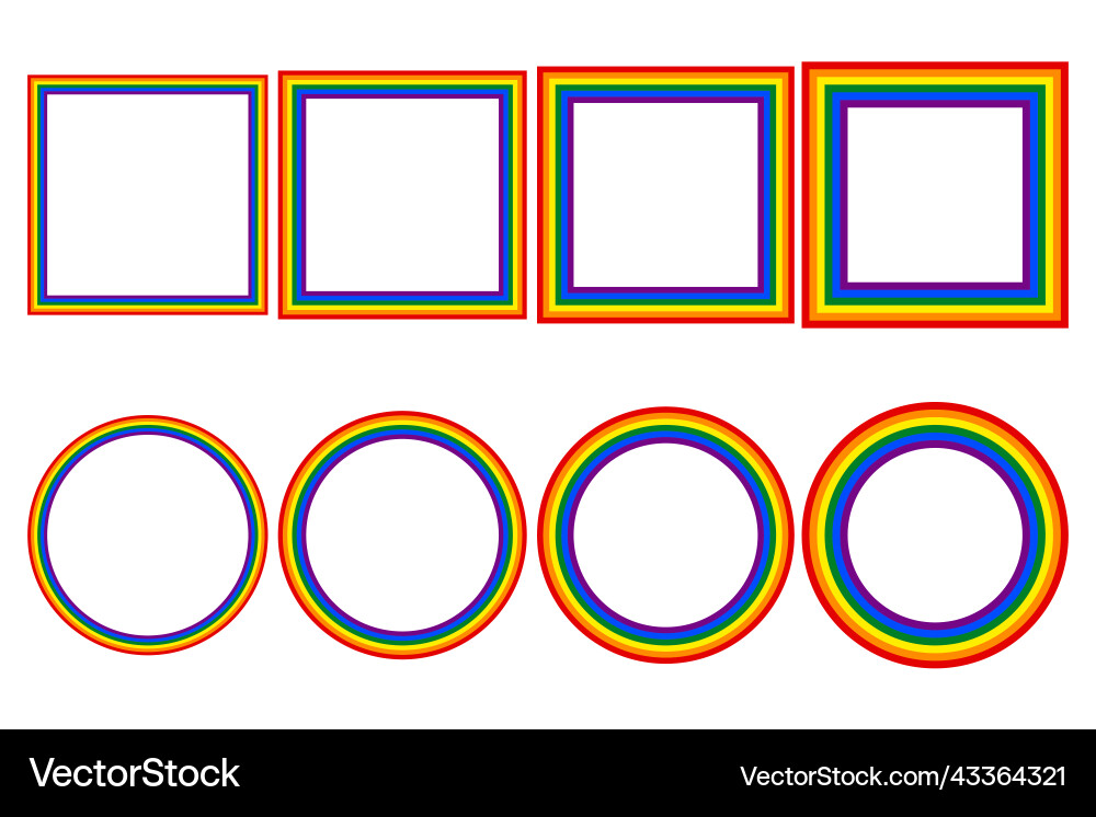 Flag lgbt icons round and squared frames Flag lgbt icons round and squared frames vector image
