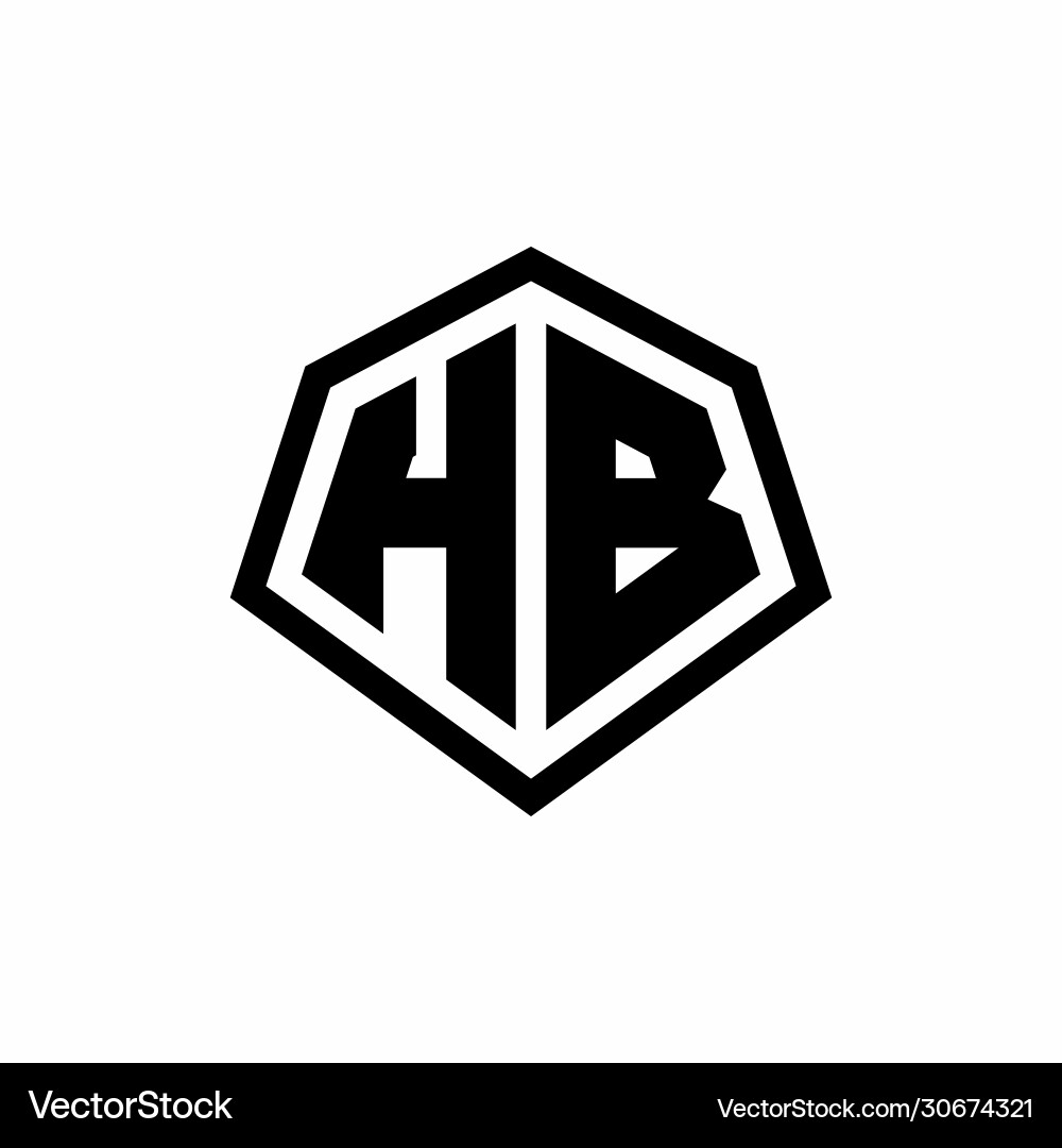 Hb monogram logo with hexagon shape and line vector image