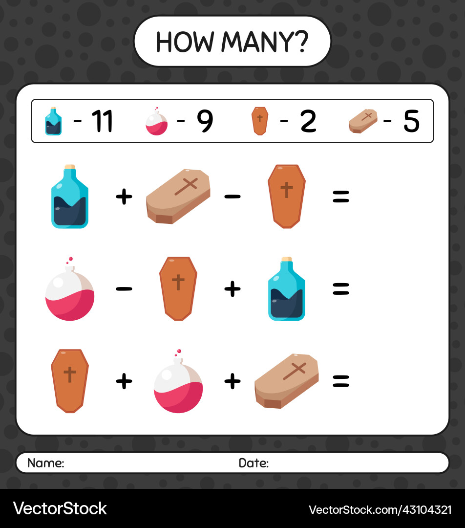How many counting game with halloween icon How many counting game with halloween icon vector image