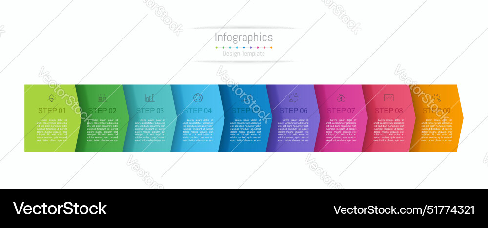 Infographic 9 options design elements Royalty Free Vector