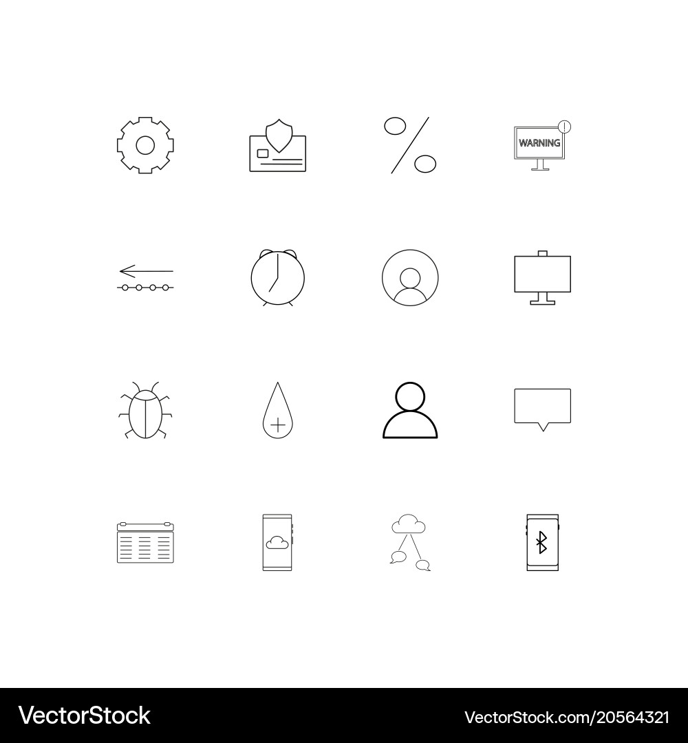 Internet technologies simple linear icons set vector image