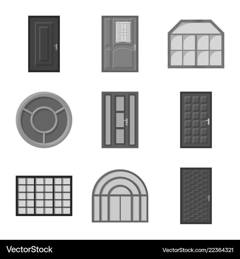 Isolated object of door and front sign set Vector Image