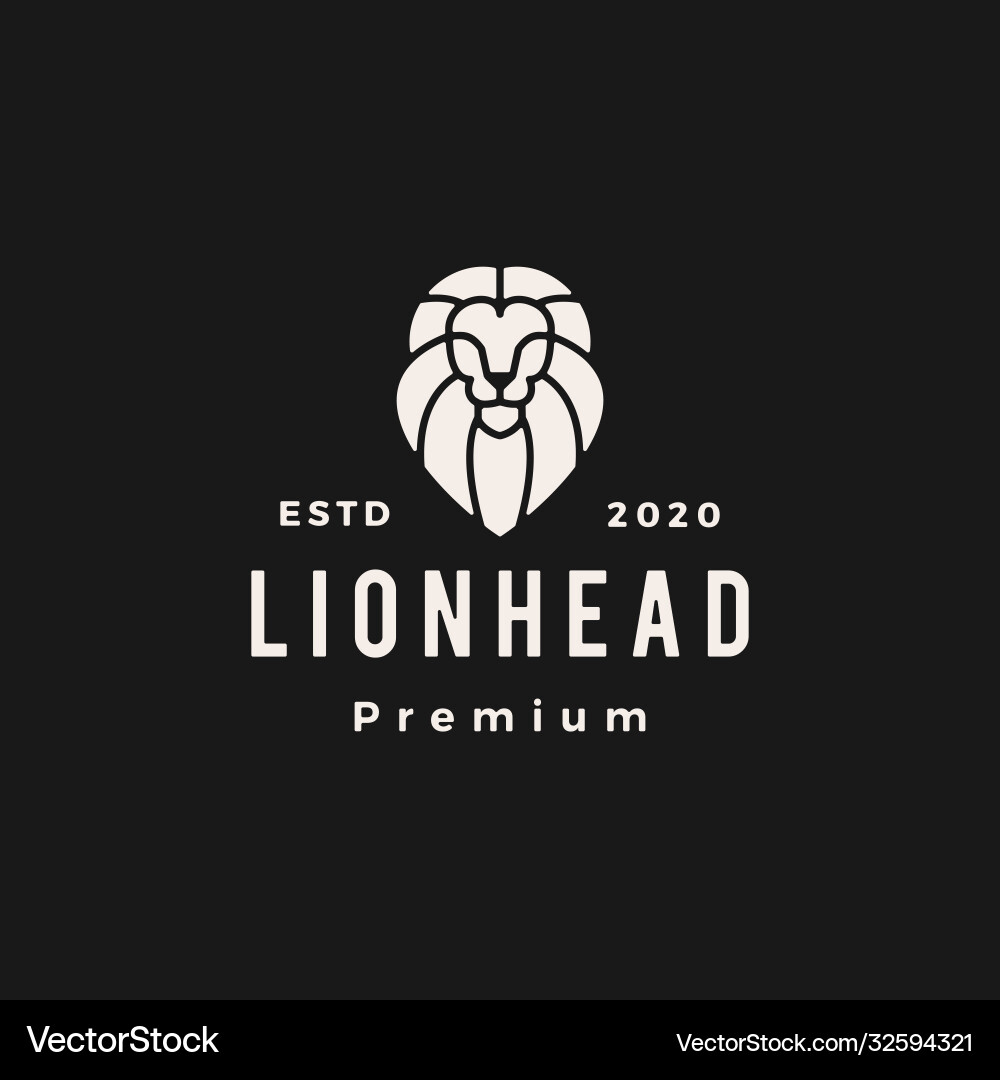 Lion head line outline hipster vintage logo icon Lion head line outline hipster vintage logo icon vector image